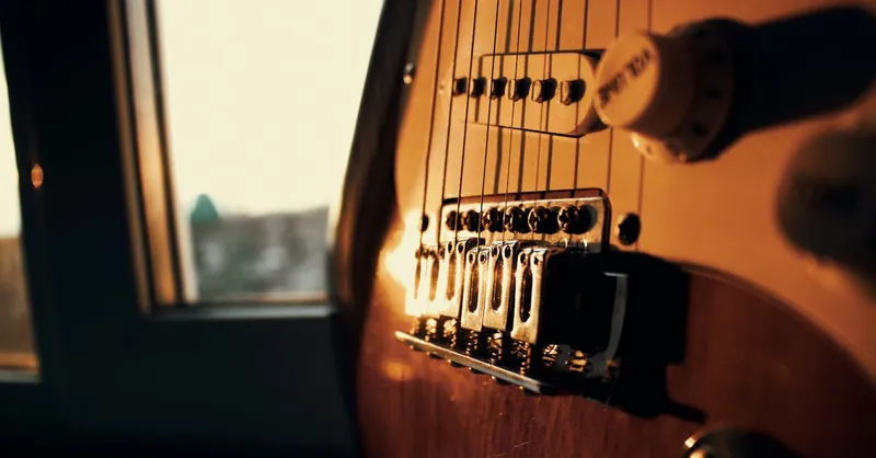 Ambient close-up of an electric guitar